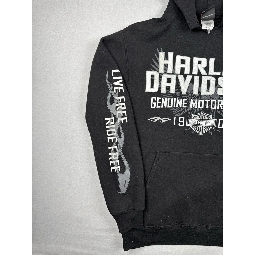 Harley Davidson Flames Hoodie Small Black Live Free Ride Free Onalaska WI